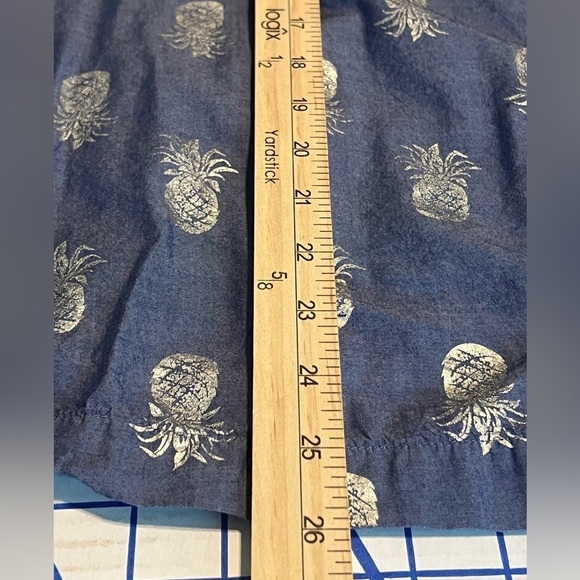 VICTORIAS SECRET PAJAMA TOP BLUE GOLD PINEAPPLES SZ MED TROPICAL METALLIC - Picture 7 of 8
